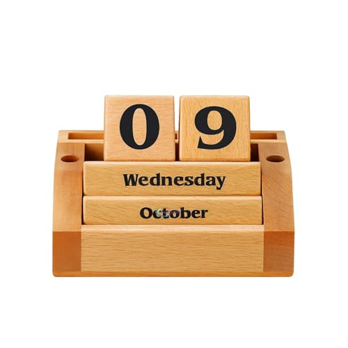Neotea Wooden Never Ending Date Calendar- Date Changer with 5 Compartments -Multi Color Pack Of 1 - Image 1
