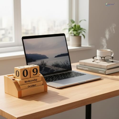 Neotea Wooden Never Ending Date Calendar- Date Changer with 5 Compartments -Multi Color Pack Of 1 - Image 2