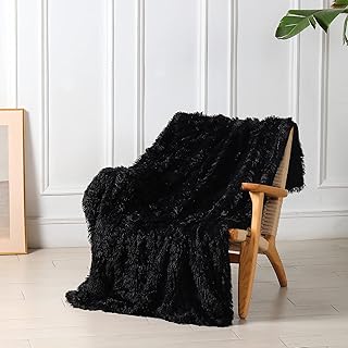 Tuddrom Decorative Extra Soft Faux Fur Throw Blanket 78" x 90",Reversible Fuzzy Lightweight Long Hair Shaggy Fuax Fur - Image 1