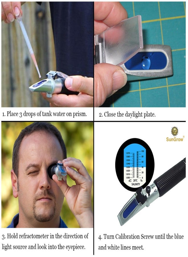SunGrow Measure Salinity of Water with Aquarium Refractometer, Remarkable Accuracy, Easy Reading - Image 5