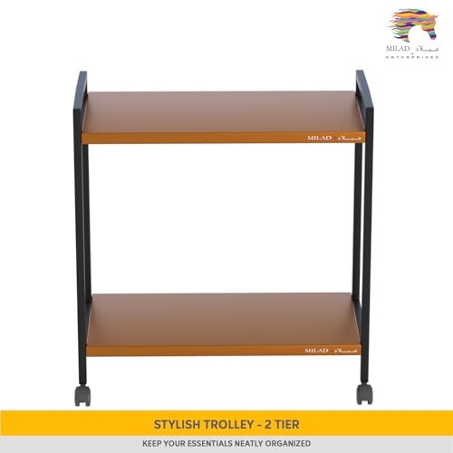 Milad SAIFIX 2-Tier Rolling Trolley with Wheels | Heavy Duty Multifunctional Metal Frame Cart | Ideal for Home, Kitchen, Bathroom and Office Storage | Storage Organizer (Black) - Image 2