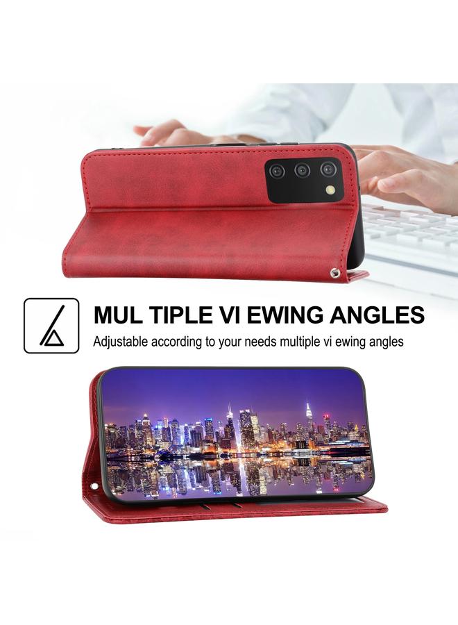 اس-توب جراب لهاتف OPPO Reno7 5G، جراب هاتف جلدي بقفل مغناطيسي بتصميم شبكي مكعب من جلد العجل - Image 4