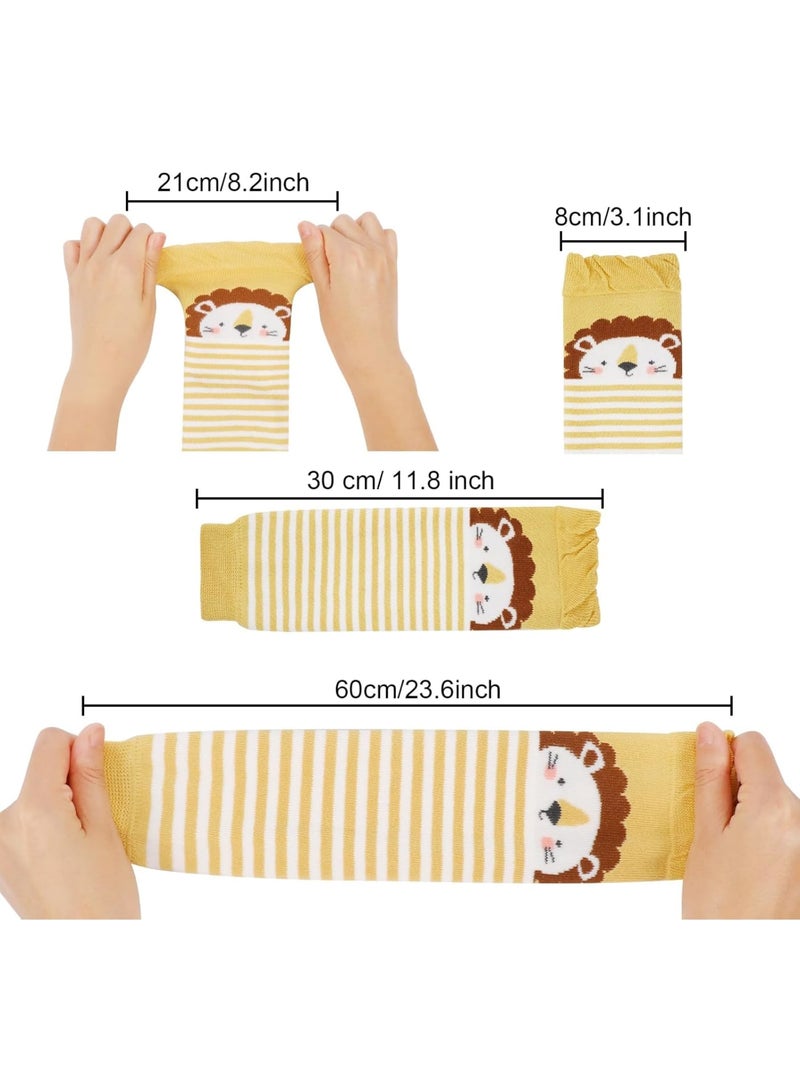 SOLARAE دافئات أرجل للأطفال، 3 أزواج من دافئات الأرجل المخططة للجنسين، جوارب للركبة، واقي للركبة، أكمام للأرجل، ليجنغز للأولاد والبنات تناسب من 0-3 سنوات، مقاس واحد (نمط حيواني) - Image 2