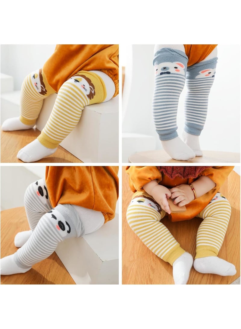 SOLARAE دافئات أرجل للأطفال، 3 أزواج من دافئات الأرجل المخططة للجنسين، جوارب للركبة، واقي للركبة، أكمام للأرجل، ليجنغز للأولاد والبنات تناسب من 0-3 سنوات، مقاس واحد (نمط حيواني) - Image 4