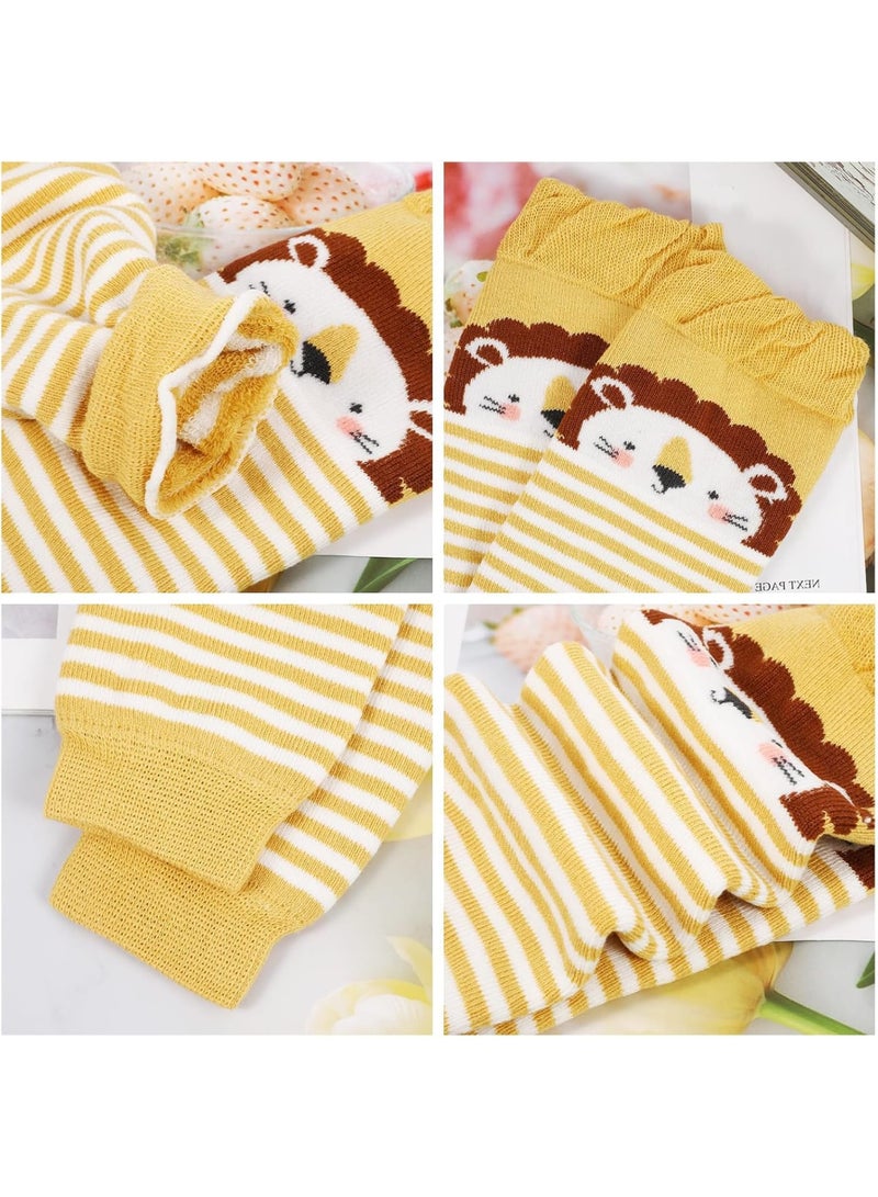 SOLARAE دافئات أرجل للأطفال، 3 أزواج من دافئات الأرجل المخططة للجنسين، جوارب للركبة، واقي للركبة، أكمام للأرجل، ليجنغز للأولاد والبنات تناسب من 0-3 سنوات، مقاس واحد (نمط حيواني) - Image 3