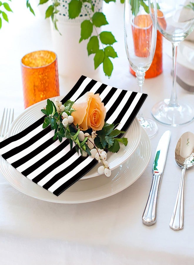 HEIPINIUYE 50 Pieces 3-ply Striped Paper Napkins Black and White Guest Towels Disposable Hand Towels for Bathroom Wedding Birthday Baby Shower Dinner Napkins Disposable - Image 4