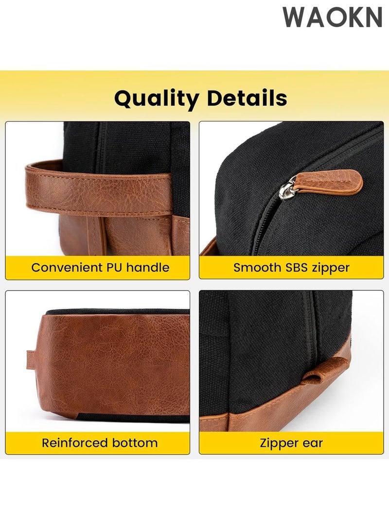 دبليو أيه أو كي أن حقيبة أدوات الزينة المعلقة للرجال - مجموعة أدوات زينة مقاومة للماء بسعة كبيرة للسفر - حقيبة حلاقة من القماش مع 4 مقصورات وخطاف - منظم أدوات زينة مناسب للصالة الرياضية والتخييم ورحلات العمل (أسود، 10 × 5.5 × 5 بوصة) - Image 4