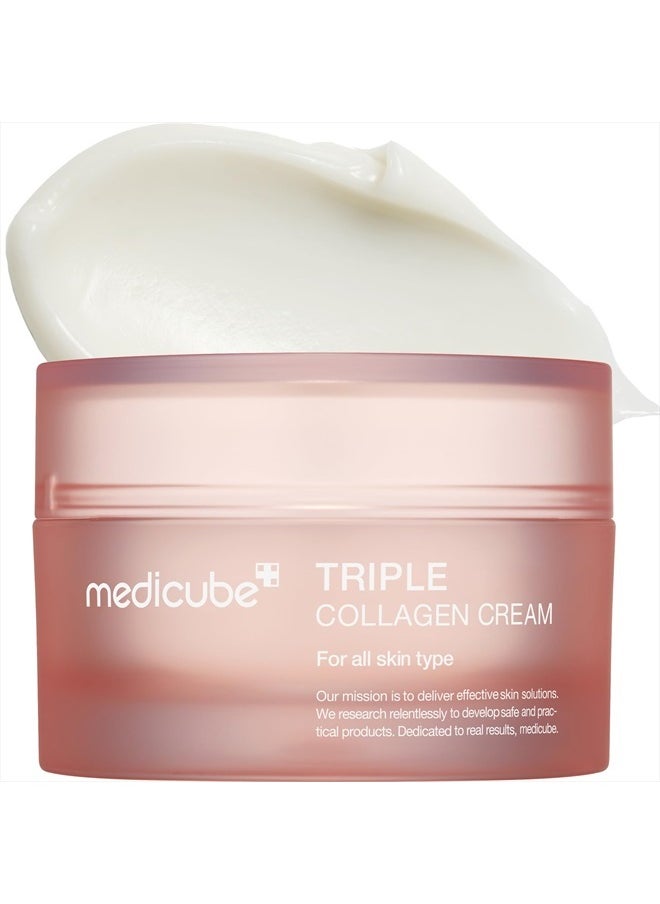 Medicube Triple Collagen Cream - Hydrating & Firming Moisturizer with Hyaluronic Acid, Premium Elastin, Shea Butter - Wrinkle Care & Boosts Elasticity - Korean Skincare, 1.69 oz  - Image 1