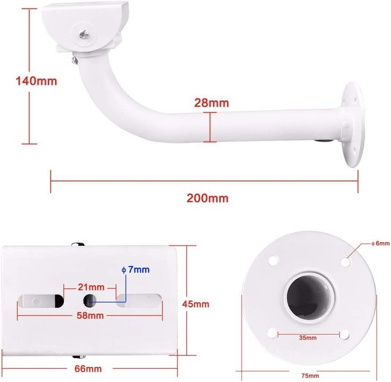Raise J-Type CCTV Bullet & Dome Camera Wall & Ceiling Mounting Bracket, 225 MM Length, 90 Degree Tilt Adjustable, Ideal for Indoor & Outdoor Usage, Compatible with 1MP to 12MP Resolution Camera - Image 2