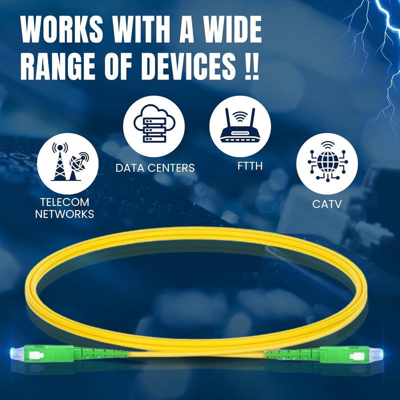Hexabyte SC/APC to SC/APC Fiber Optic Cable 20 Meter – Single Mode Patch Cable, Simplex 9/125um, Yellow LSZH OD-3.0mm – High-Speed Internet Connectivity - Image 4