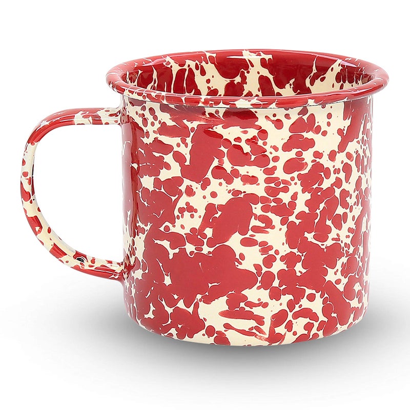 Crow Canyon Home Crow Canyon Home Enamelware Mug 12 ounce BurgundyCream Splatter Single 