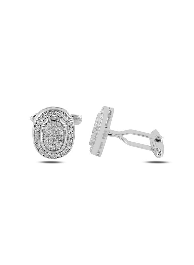 EMNON - 925 Silver-CZ Cufflink Rhodium Plated-High-Quality Jewelry in UAE Dubai 100% Precious Metal Gift-EMNON95CU-CF99515 - Image 1