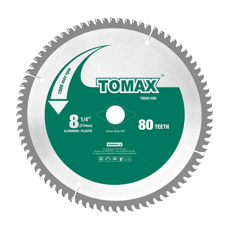 TOMAX 814Inch 80 Tooth TCG Thin Aluminum and NonFerrous Metal Saw Blade with 58Inch DMK Arbor