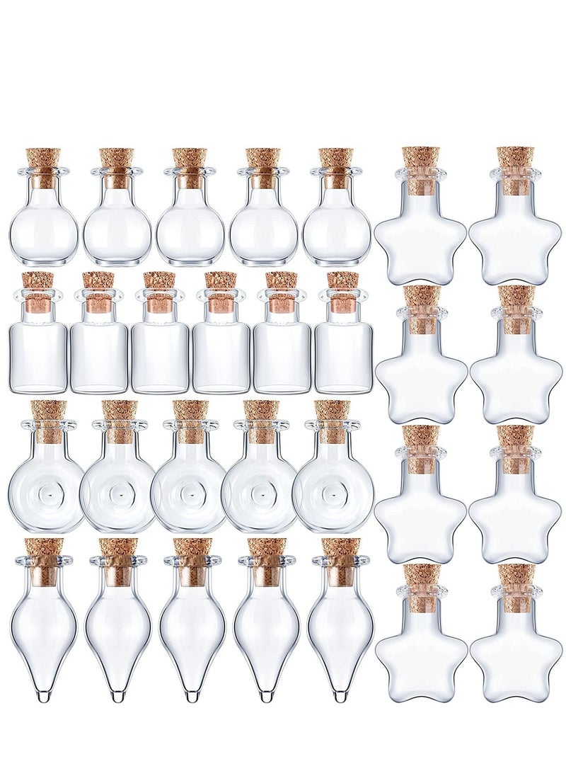 KASTWAVE Small Mini Glass Bottles Tiny Jars With Cork Stoppers 5 Shapes Tiny Wishing Drifting Bottle for Wedding Party DIY Decoration Bead Containers Arts and Crafts DIY Projects Classic Shape 50Pcs (2) (1)  - Image 1