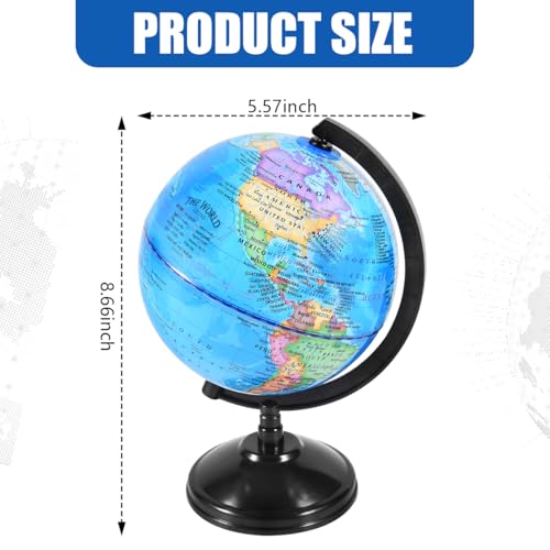 KISEER Rotating World Globe 6 Inch Spinning Earth Globe with Stand for Kids Learning Geography Classroom Education or Office Home Decorations - Image 3