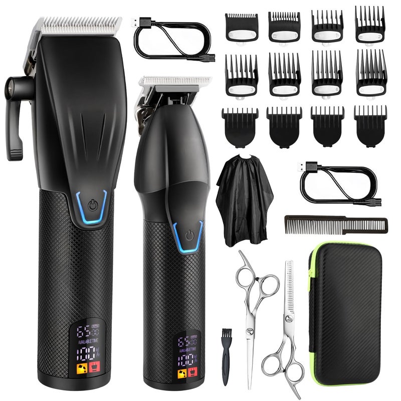 Dumite Professional Hair Clippers Trimmer KitCordless Hair Clippers for MenBarber Fading Clipper and Zero Gap TBlade Trimmer Set with LED Display for Mens Gifts Black