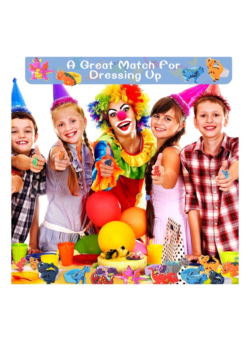 NIBEMINENT Dinosaur Rubber Rings, Toys Prizes Gift Carnivals Party Favors Cupcake Topper for Kids Boys Birthday Favor Supplies Goodie Bag Fillers (12 Pcs)  - Image 4