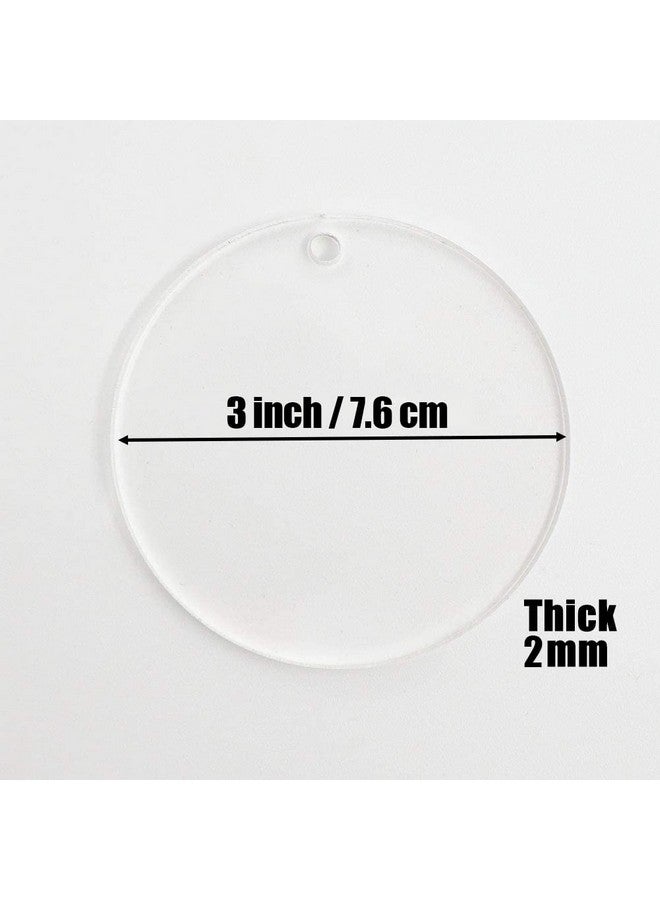 JINMURY 25 Pieces 3'' Clear Acrylic Disc Keychain Blanks, 1/8" Thick Round Acrylic Ornament with Hole, Perfect for DIY Acrylic Keychains, Place Cards, Name Plates, Wedding Favors, Christmas Ornaments - Image 2