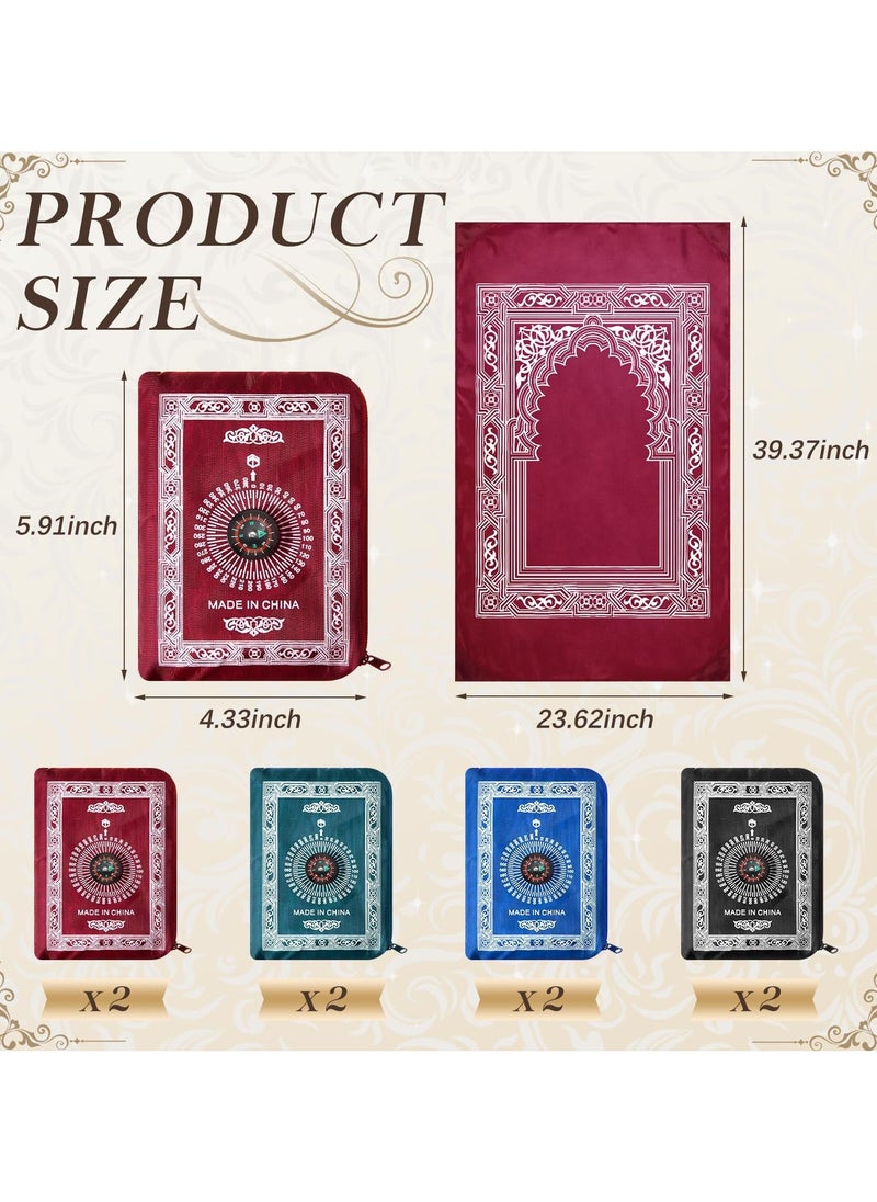 KHAJUL - 8-Piece Portable Prayer Mat with Compass Lightweight Polyester Muslim Prayer Rug Pocket Waterproof Travel-Friendly, Perfect for Ramadan Gifts, 60cm X 100cm - Image 1