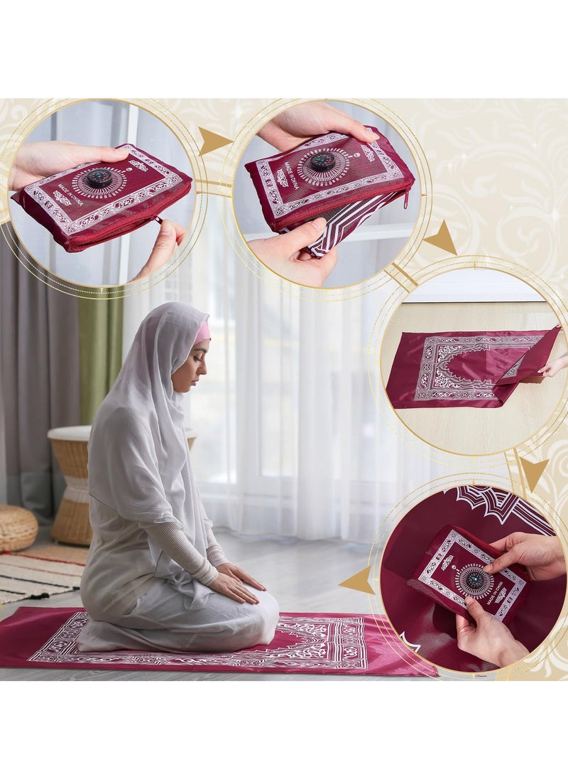 KHAJUL - 8-Piece Portable Prayer Mat with Compass Lightweight Polyester Muslim Prayer Rug Pocket Waterproof Travel-Friendly, Perfect for Ramadan Gifts, 60cm X 100cm - Image 1