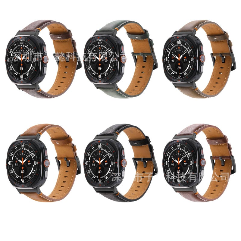 Adjustable Leather Classic Strap Smartwatch Band Compatible with Samsung Galaxy Watch 8 Classic with Fit Replacement Strap in Green - Image 2