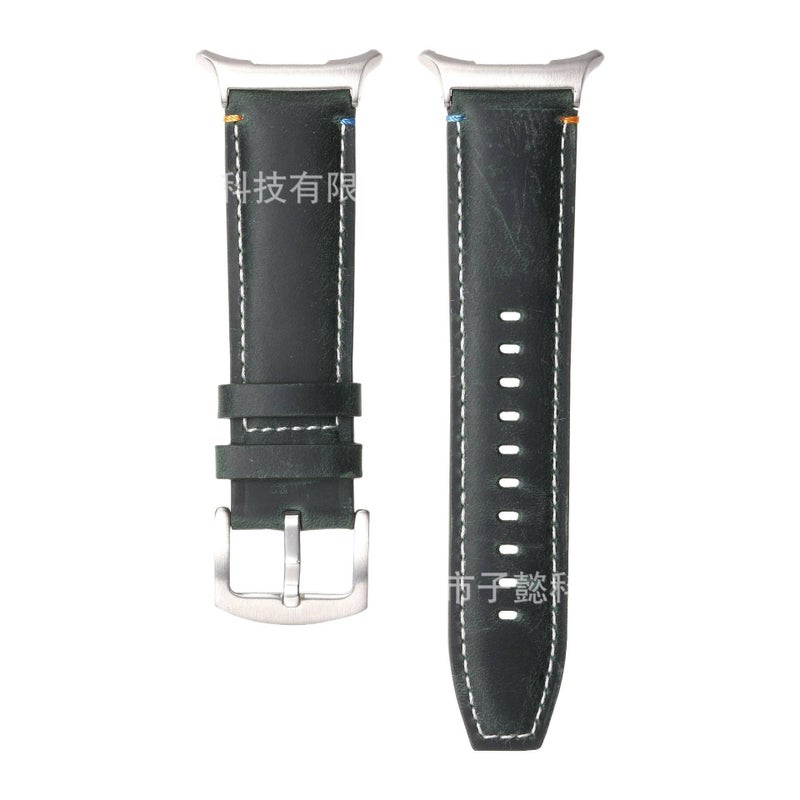 Adjustable Leather Classic Strap Smartwatch Band Compatible with Samsung Galaxy Watch 8 Classic with Fit Replacement Strap in Green - Image 1