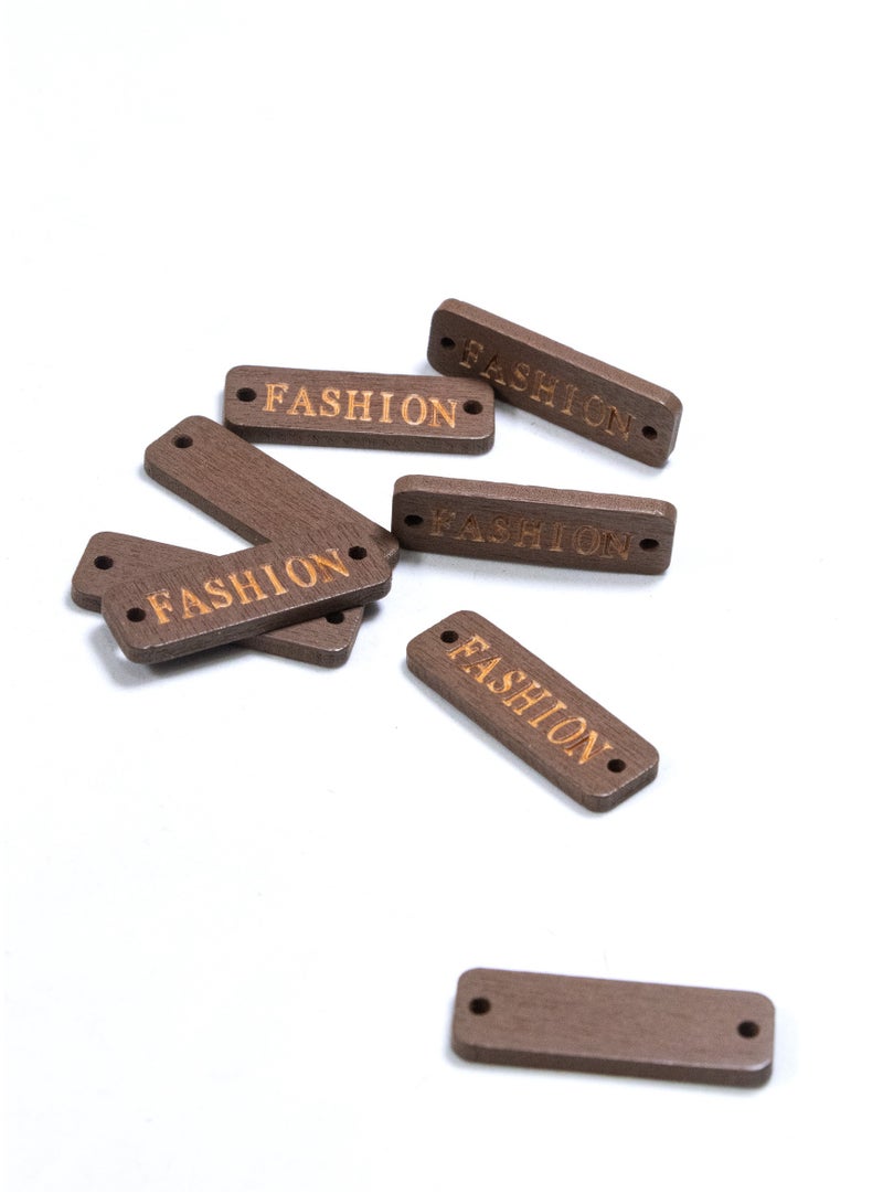 100-Piece Brown Wood Fashion Labels – 30mm x 10mm Engraved Tags for Handmade Clothing and Accessories - Image 1