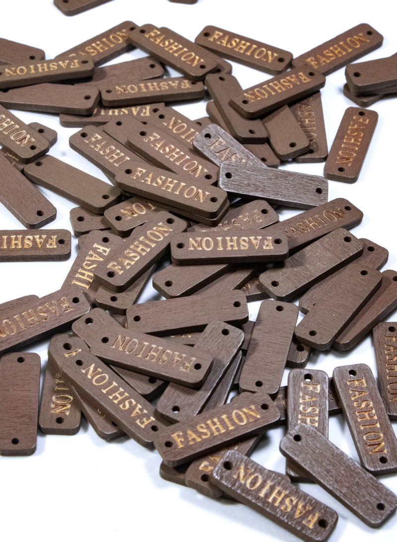 100-Piece Brown Wood Fashion Labels – 30mm x 10mm Engraved Tags for Handmade Clothing and Accessories - Image 2