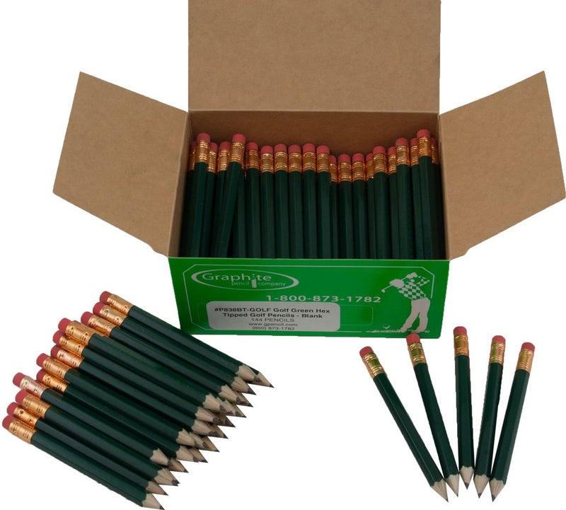 Half Pencils Sharpened Hex Golf Pencils Pew Pencil Score Pencil Short Pencil Golf Green