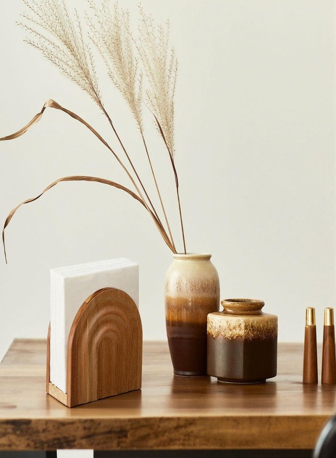 Singhoow Wooden Napkin Holder for Table Modern Arch Design Paper Towel Decorative Stand Paper Towel Holder for Kitchen Counter Dining Table Farmhouse Boho Home Decor(Napkins) - Image 5
