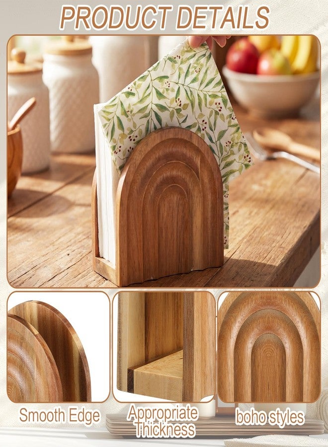 Singhoow Wooden Napkin Holder for Table Modern Arch Design Paper Towel Decorative Stand Paper Towel Holder for Kitchen Counter Dining Table Farmhouse Boho Home Decor(Napkins) - Image 3