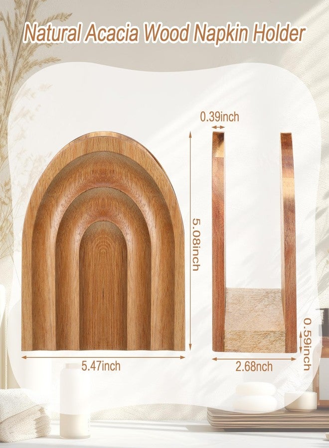 Singhoow Wooden Napkin Holder for Table Modern Arch Design Paper Towel Decorative Stand Paper Towel Holder for Kitchen Counter Dining Table Farmhouse Boho Home Decor(Napkins) - Image 2