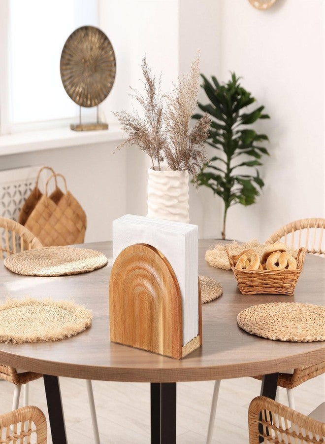 Singhoow Wooden Napkin Holder for Table Modern Arch Design Paper Towel Decorative Stand Paper Towel Holder for Kitchen Counter Dining Table Farmhouse Boho Home Decor(Napkins) - Image 4