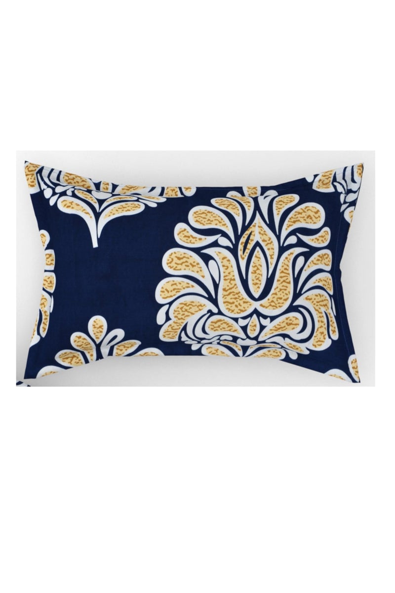 JBTC Premium Home 100% Cotton Feel Flower Printes Pillow Cover/Case Pack of 1 (2 Pcs Set) Navy-Blue - Image 4