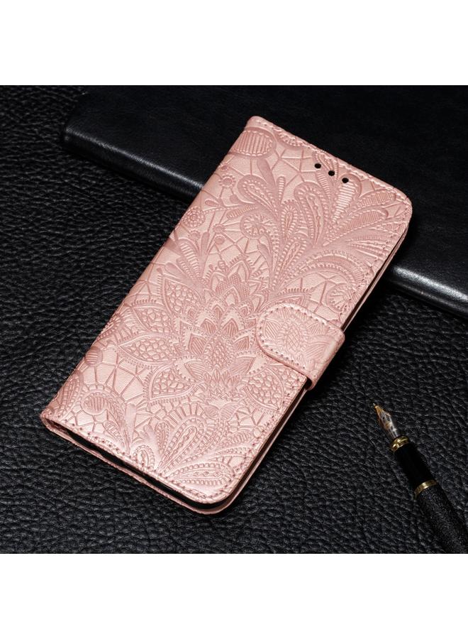 The Bros Phone Case For Huawei P40 Pro Lace Flower Embossing Pattern Horizontal Flip Leather Phone Case with Holder & Card Slots & Wallet & Photo Frame & Lanyard - Image 1