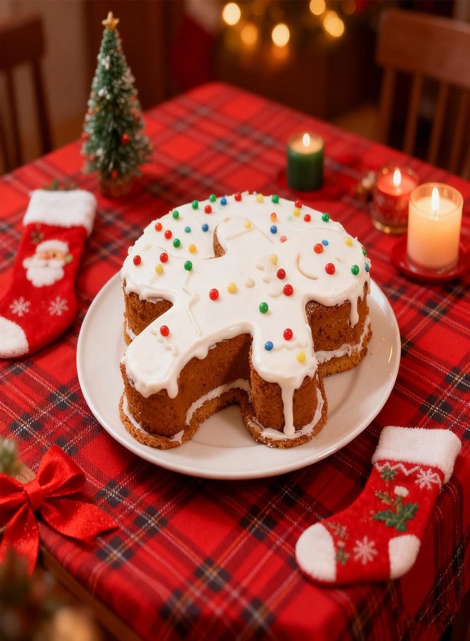 LLPMutu Christmas Gingerbread Man Molds Christmas Silicone Molds 10 Inch Large Gingerbread Man Mold Christma Baking Cake Pan with Gingerbread Mans for Baking Cake Cookie Chocolates Candy Jello Ice Cubes(Red) - Image 3