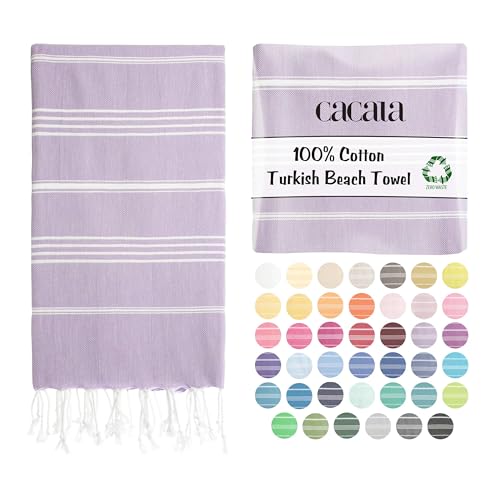 Cacala Lightweight and Thin Turkish Beach Towel 100% Cotton Sand-Free and Quick-Drying Goodness Perfect as an Extra Large Travel Towel, Beach Accessory, or Gift for Beach Lovers, 37 x 70 - Image 1