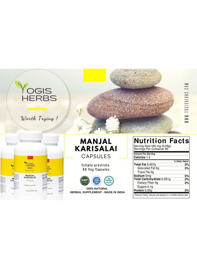 YOGIS HERBS Manjal Karisal Capsules - Bhringraj Capsules (False Daisy, Eclipta alba) Herbal Supplement- 90 Veg Capsules - Image 2