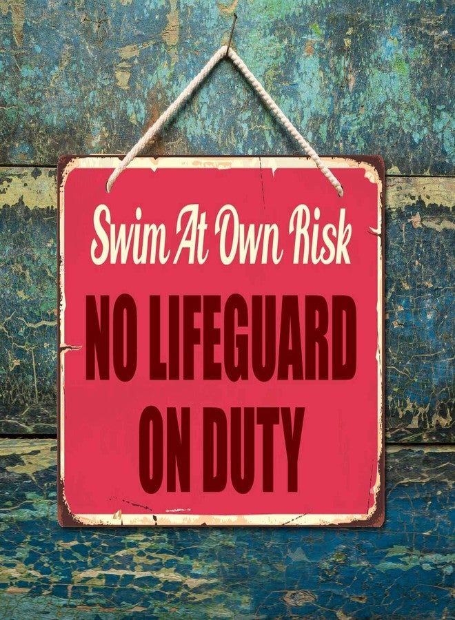 ستيكر بايرت ملصق قراصنة 1033HS: السباحة على مسؤوليتك الخاصة، لا يوجد منقذون في الخدمة، لافتة معلقة من الألومنيوم مقاس 5 × 10 بوصات - Image 2
