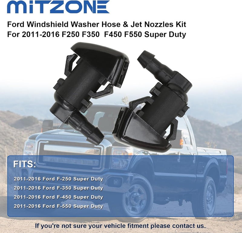 MITZONE Windshield Washer Nozzle Kit Compatible with 2011-2016 FORD F-250 F-350 F-450 F-550 Super Duty Replace BC3Z-17603-A Multi option design - Image 2