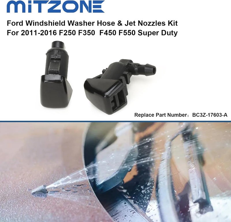 MITZONE Windshield Washer Nozzle Kit Compatible with 2011-2016 FORD F-250 F-350 F-450 F-550 Super Duty Replace BC3Z-17603-A Multi option design - Image 3