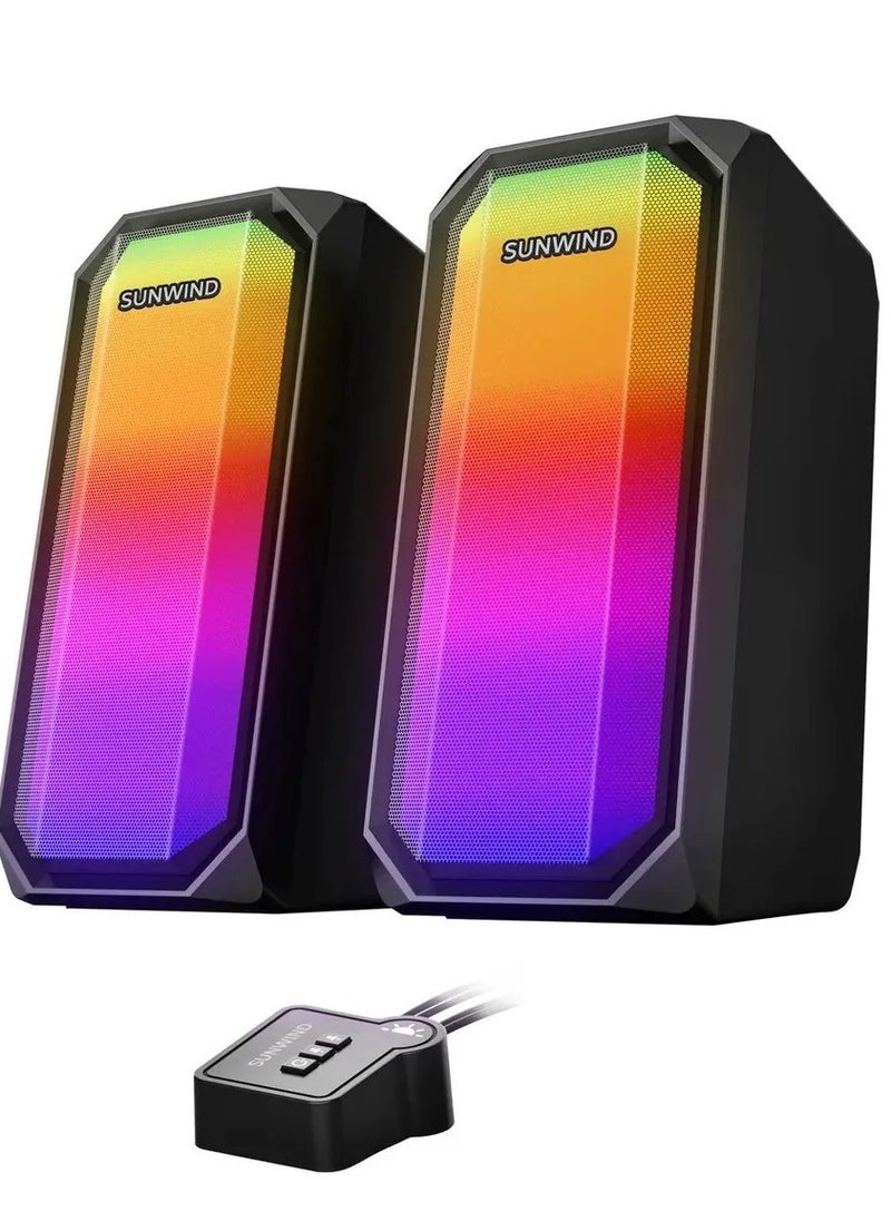 Generic SUNWIND SW-SP300 Bluetooth Speaker RGB BT5.0 / AUX Gaming Speaker , 5W x 2.0 Channel Stereo Speaker with Controller – RGB LED Modes, Enhanced Bass ,USB Powered .  - Image 1