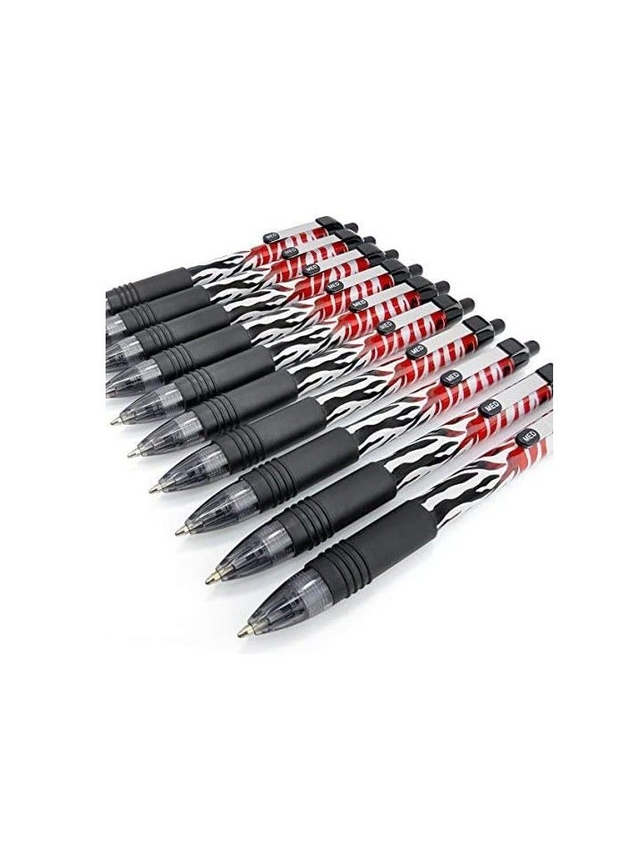 Zebra Z-Grip Smooth - Retractable Ballpoint Pen - Limited Edition Funky Flame Stripe Design - Pack of 10 - Black Ink
