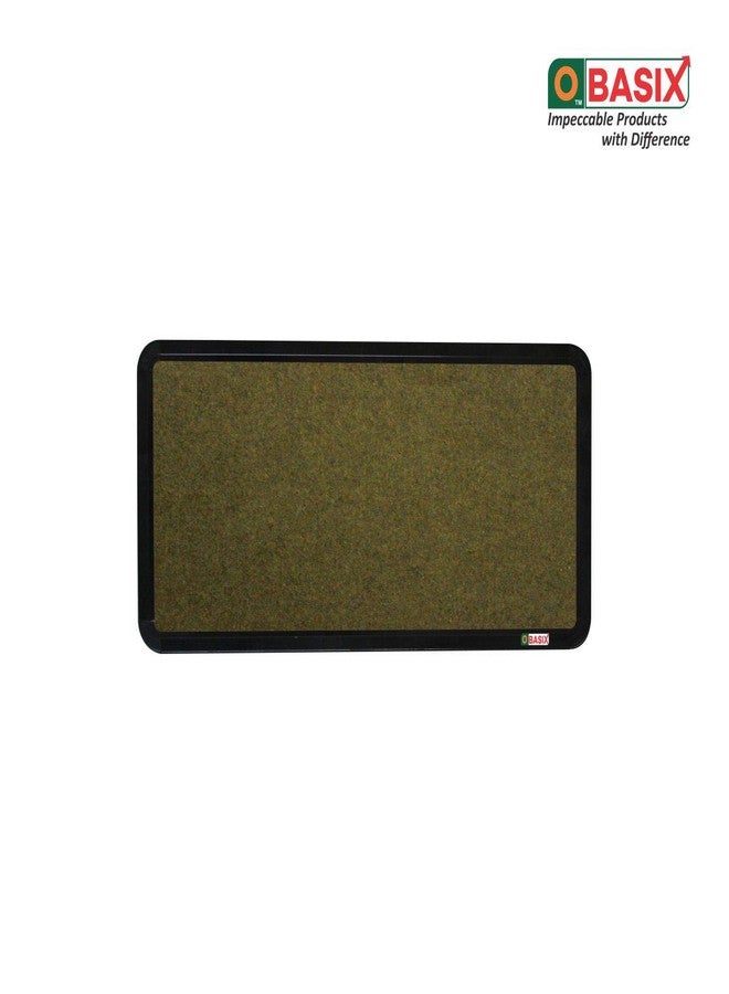 OBASIX Pin-up Bulletin Notice Board (1x2Feet) for School College Office|Superior Series Pin Up Board with 20 Push-pins| Powder Coated Black Frame-Olive Green - Image 2