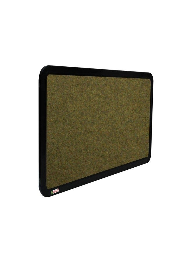 OBASIX Pin-up Bulletin Notice Board (1x2Feet) for School College Office|Superior Series Pin Up Board with 20 Push-pins| Powder Coated Black Frame-Olive Green - Image 1