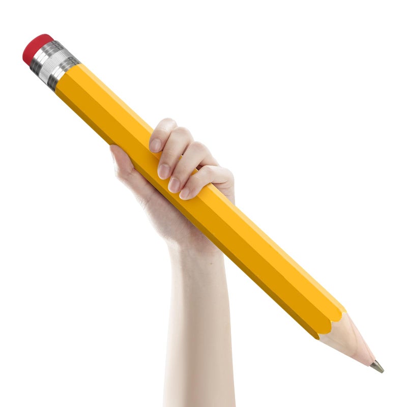 smrtcol Wooden Jumbo Pencil for Prop Gifts Decor 14 Inch Funny Big Novelty Pencil with Cap Yellow - Image 1