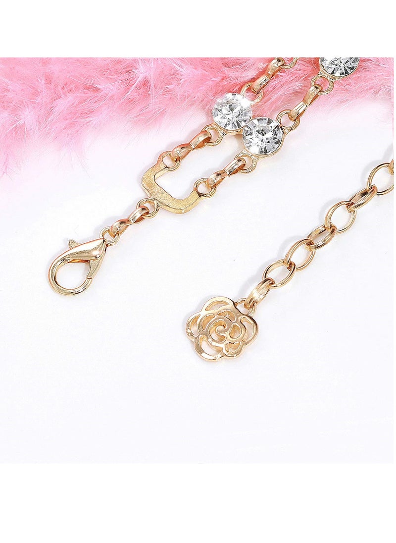 SYOSI - Double Row Rhinestone Crystal Belt for Women, Sparkling Waistband Belt for Dresses, O Ring Chain Design, Glamorous Gift, S Size - Image 1
