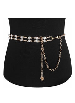 SYOSI Double Row Rhinestone Crystal Belt for Women, Sparkling Waistband Belt for Dresses, O Ring Chain Design, Glamorous Gift, S Size  - Image 3