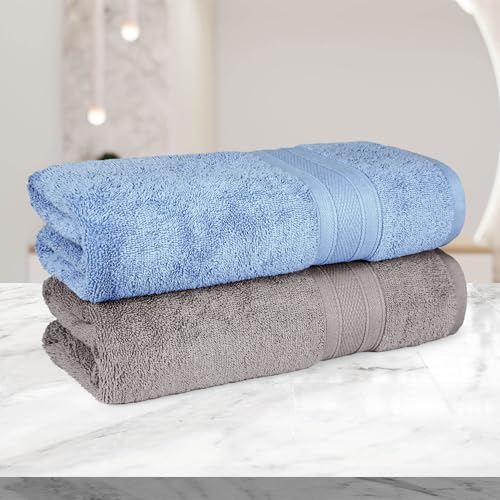 MYTRIDENT Soft Comfort Air Rich 100% Cotton Towels for Bath, 500 GSM Large Size Bathroom Towels for Men/Women, 2PC Bath (69 cm x 137 cm), Charcoal and Allure - Image 4
