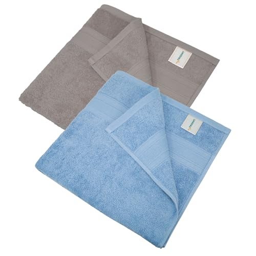 MYTRIDENT Soft Comfort Air Rich 100% Cotton Towels for Bath, 500 GSM Large Size Bathroom Towels for Men/Women, 2PC Bath (69 cm x 137 cm), Charcoal and Allure - Image 3